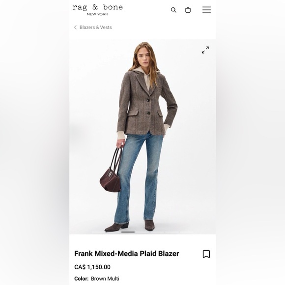 rag & bone Jackets & Blazers - Rag & Bone Monochrome Textured Blazer